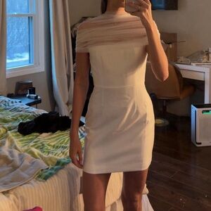 Chic Off-Shoulder Cream Mini Dress